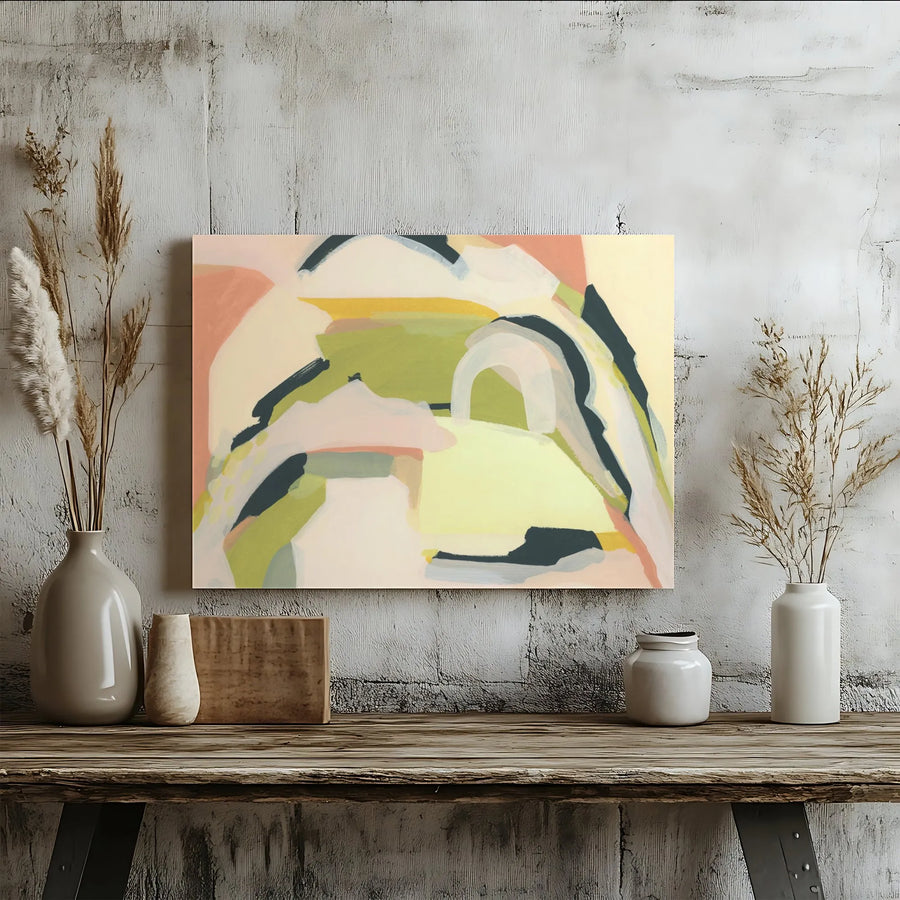 Abstract Landscape Horizontal Canvas Wall Art | Modern Pastel Shapes & Earth Tones Design | Premium 1.25” Thick Gallery Wrap | Minimalist Living Room Decor Gift
