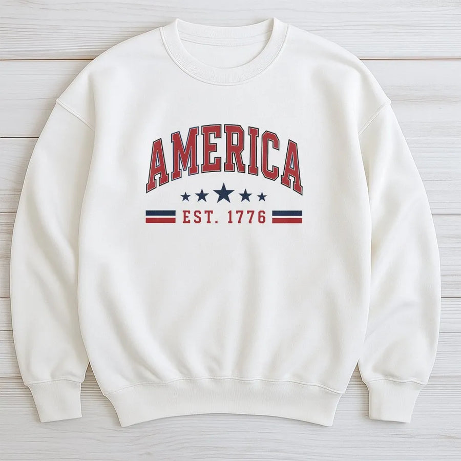America 1776 Sweatshirt | Retro Patriotic EST 1776 Pullover | Premium Soft Cotton Blend | Independence Day Gift for Men & Women