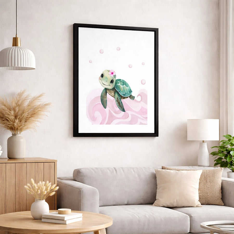Cute Sea Turtle Wall Art | Watercolor Baby Animal Print | Premium 1.25" Gallery Canvas | Nursery Decor for Girls & Kids