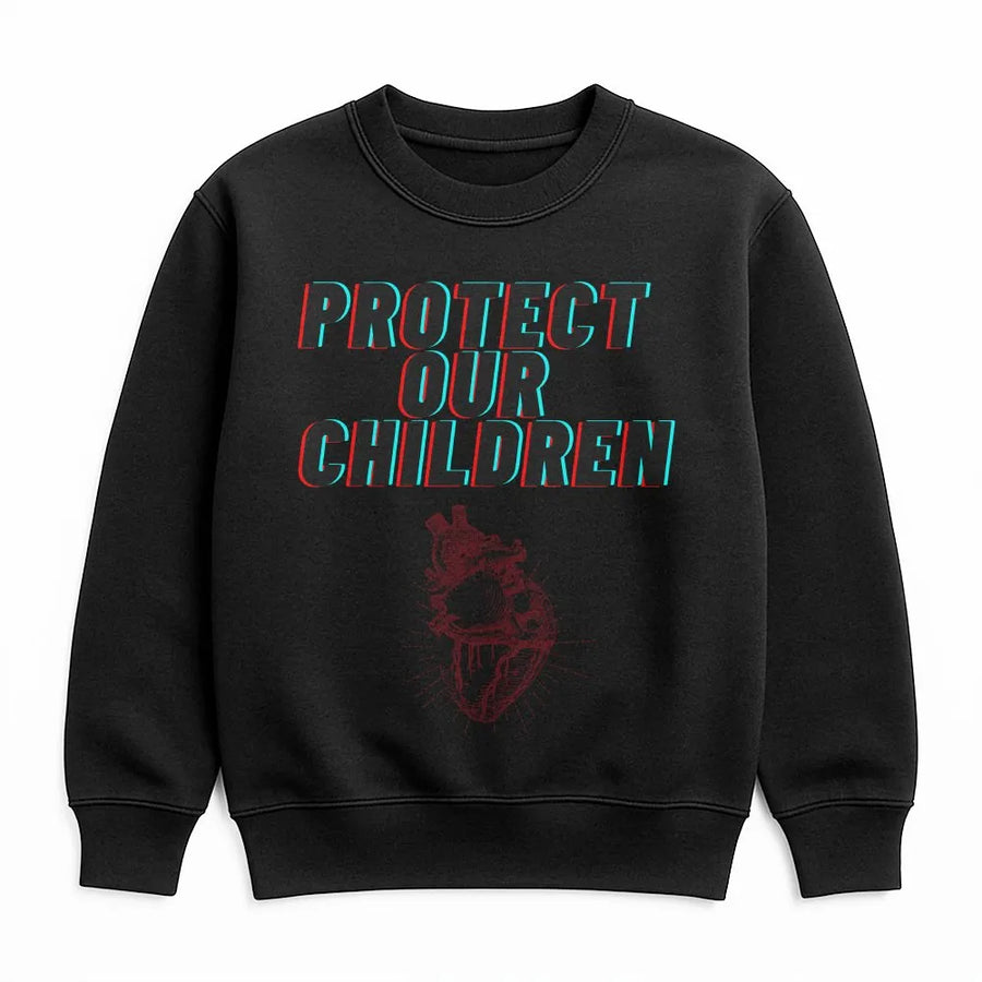 Protect Our Children Sweatshirt | Anatomical Heart Graphic | Premium Cotton Blend | Unisex Advocacy Awareness Gift for Men Women