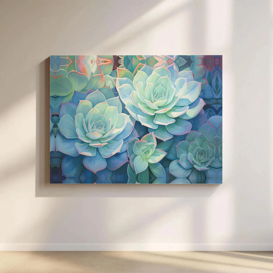 Succulent Canvas Wall Art | Modern Botanical Plant Painting | Premium Fade-Resistant Print | Boho Living Room Decor Gift