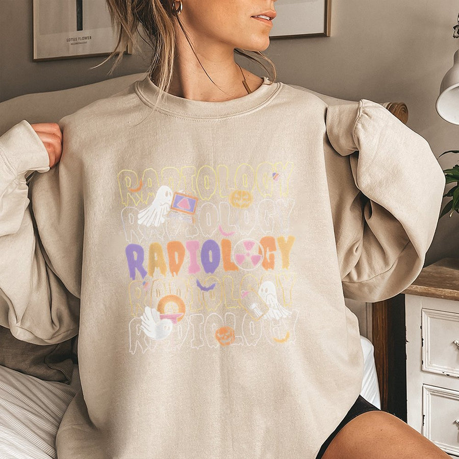 Halloween Radiology Sweatshirt | Cute Rad Tech Ghost Pumpkin Graphic | Premium Cotton Blend | Gift for Radiologic Technologist Students