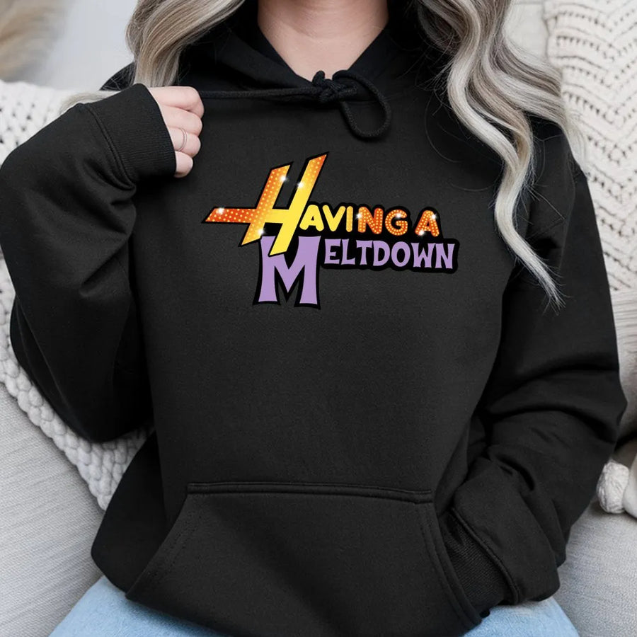 Having A Meltdown Hoodie | Retro Disco Aesthetic Graphic | Premium Cotton Blend Unisex Pullover | Funny Mental Health Gift for Her