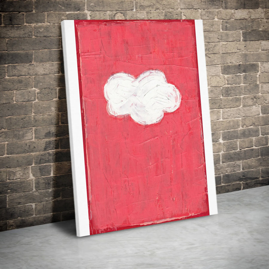 Abstract Cloud Canvas Wall Art | Textured Red & White Painting Print | Premium Gallery Wrap Canvas | Modern Home & Office Decor Gift