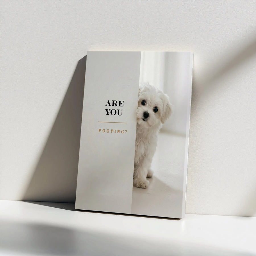 Funny Dog Bathroom Wall Art | Cute Maltese Puppy Peeking Quote | Premium Frameless Canvas | Minimalist Restroom Decor Gift for Dog Lovers