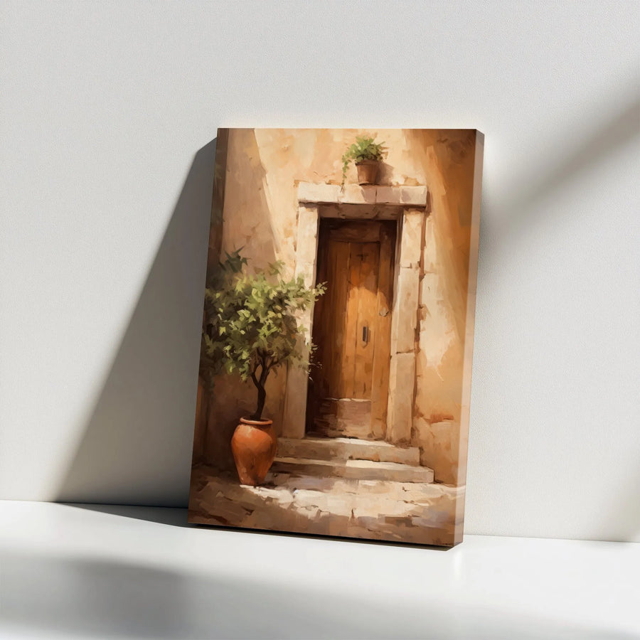 Tuscan Doorway Canvas Print | Rustic Italian Villa Painting | Premium Fade-Resistant Print | Farmhouse Wall Decor Gift