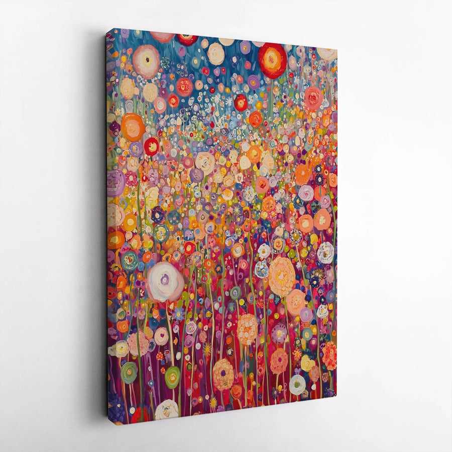 Abstract Wildflower Meadow Canvas Wall Art | Vibrant Botanical Floral Painting Print | Premium 1.25" Gallery Wrap | Modern Home Office Decor Gift
