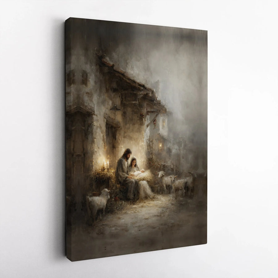Nativity Scene Canvas Print | Holy Family Manger Wall Art | Premium Gallery Wrap Religious Decor | Christmas Spiritual Gift for Home
