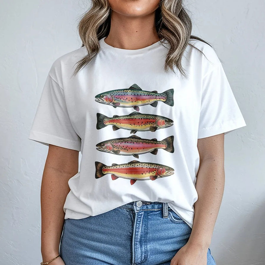Vintage Trout T-Shirt | Rainbow Trout Species Illustration | Premium Comfort Colors Cotton | Gift for Fisherman & Angler