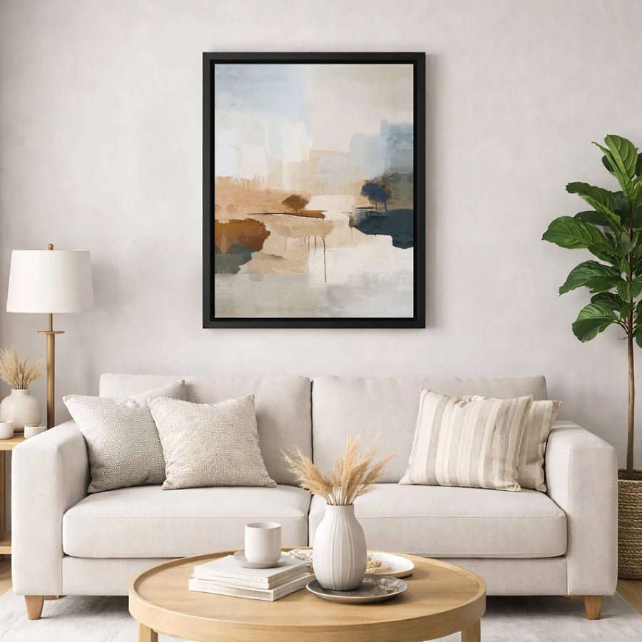 Abstract Landscape Wall Art | Modern Muted Earth Tone Painting | Premium Gallery Wrap Canvas | Neutral Home Decor for Living Room Office