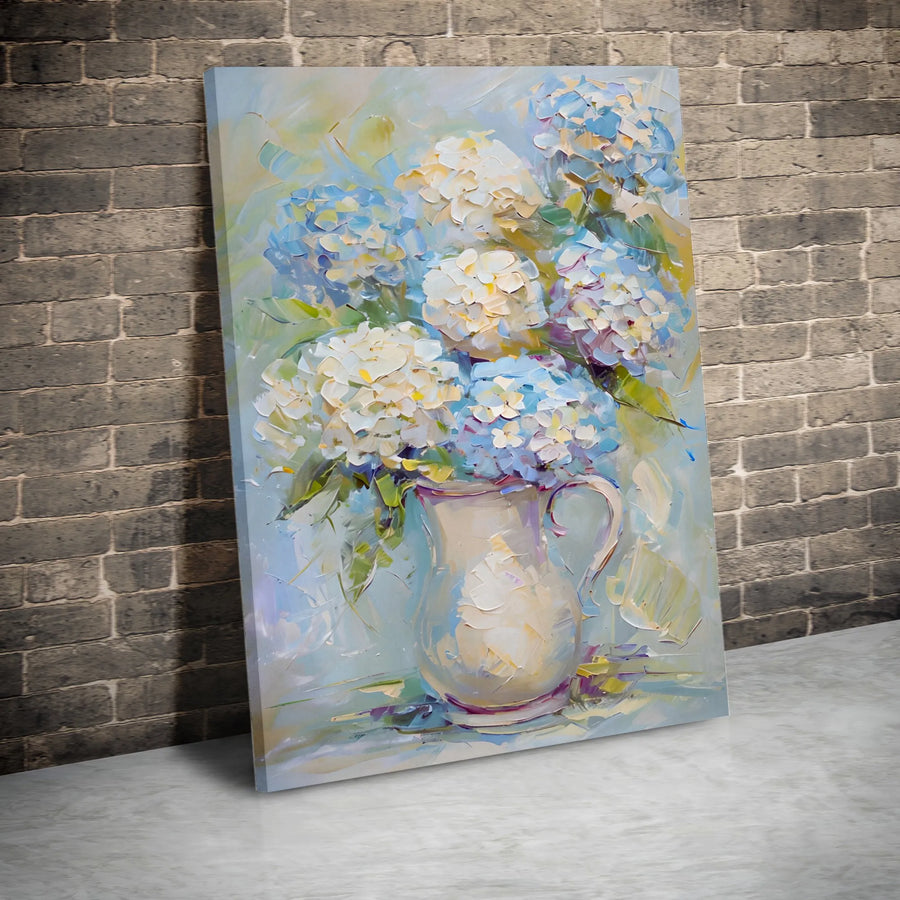 Hydrangea Canvas Wall Art | Textured Impressionist Floral Print | Premium Gallery Wrapped Canvas | Farmhouse & Cottage Decor Gift