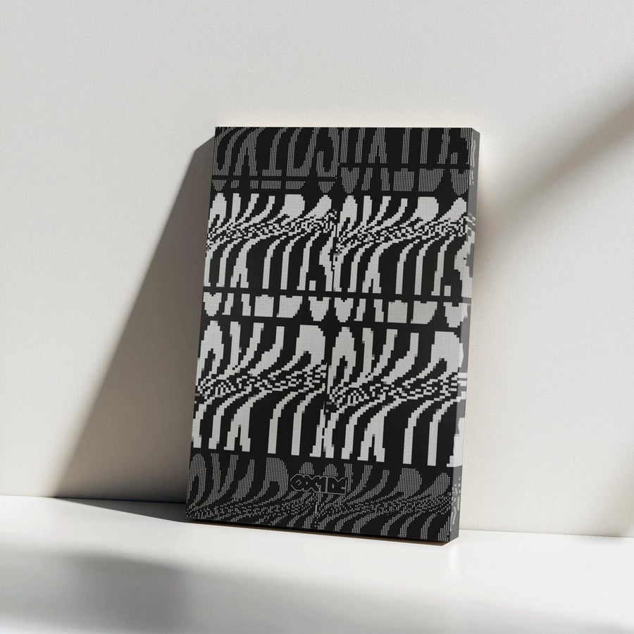 Abstract Glitch Art Canvas | Monochrome Digital Ripple Effect | Premium Gallery Wrapped Canvas | Modern Office & Home Decor Gift