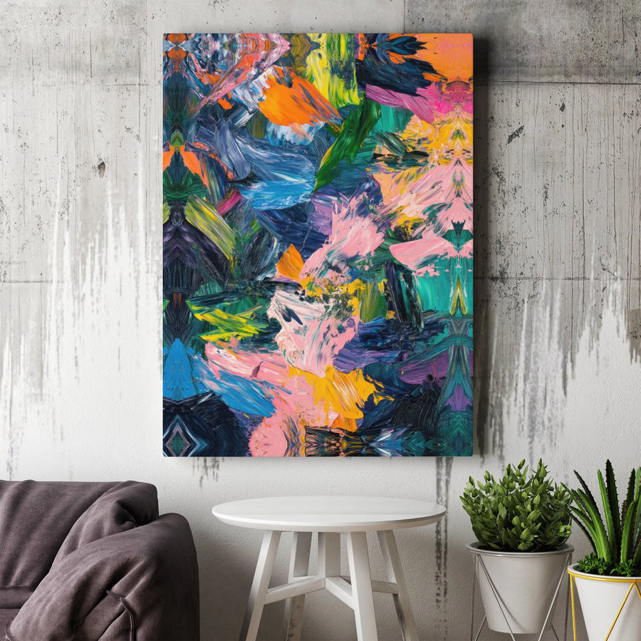 Colorful Abstract Canvas Wall Art | Vibrant Thick Brushstroke Painting | Premium Gallery Quality Print | Modern Home & Office Decor Gift