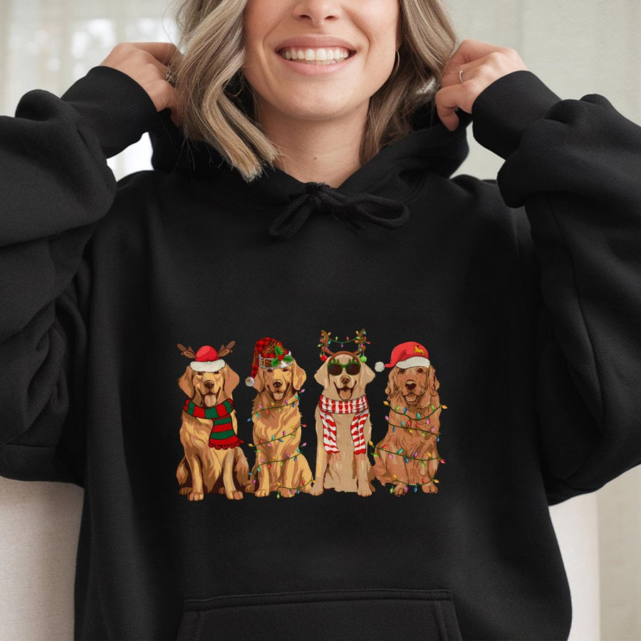 Golden Retriever Christmas Hoodie | Cute Holiday Dog Graphic Sweatshirt | Premium Cotton-Poly Blend | Festive Gift for Dog Lovers & Pet Moms