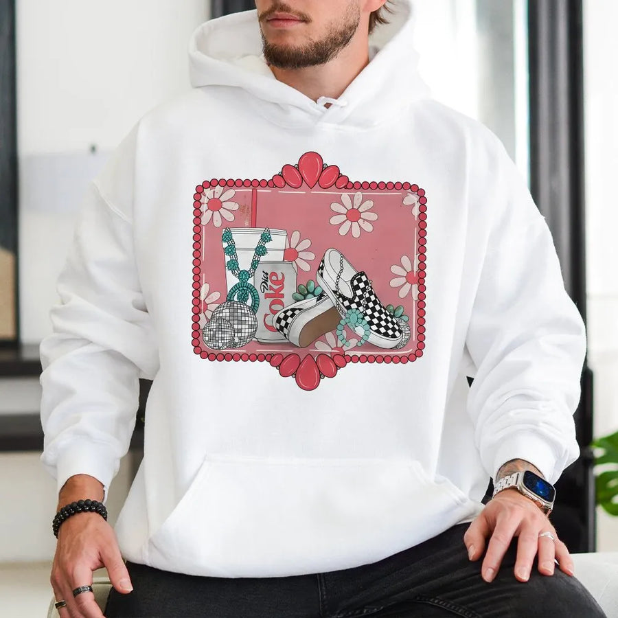 Western Disco Hoodie | Retro Cowgirl Beer Can Graphic | Premium Cotton Blend Sweatshirt | Punchy Western Apparel Gift for Women