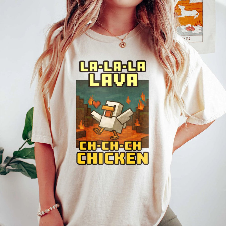 Lava Chicken Gamer T-Shirt | Funny Pixel Art Video Game Graphic | 100% Cotton Premium Tee | Unique Gift for Gamers and Video Game Fans