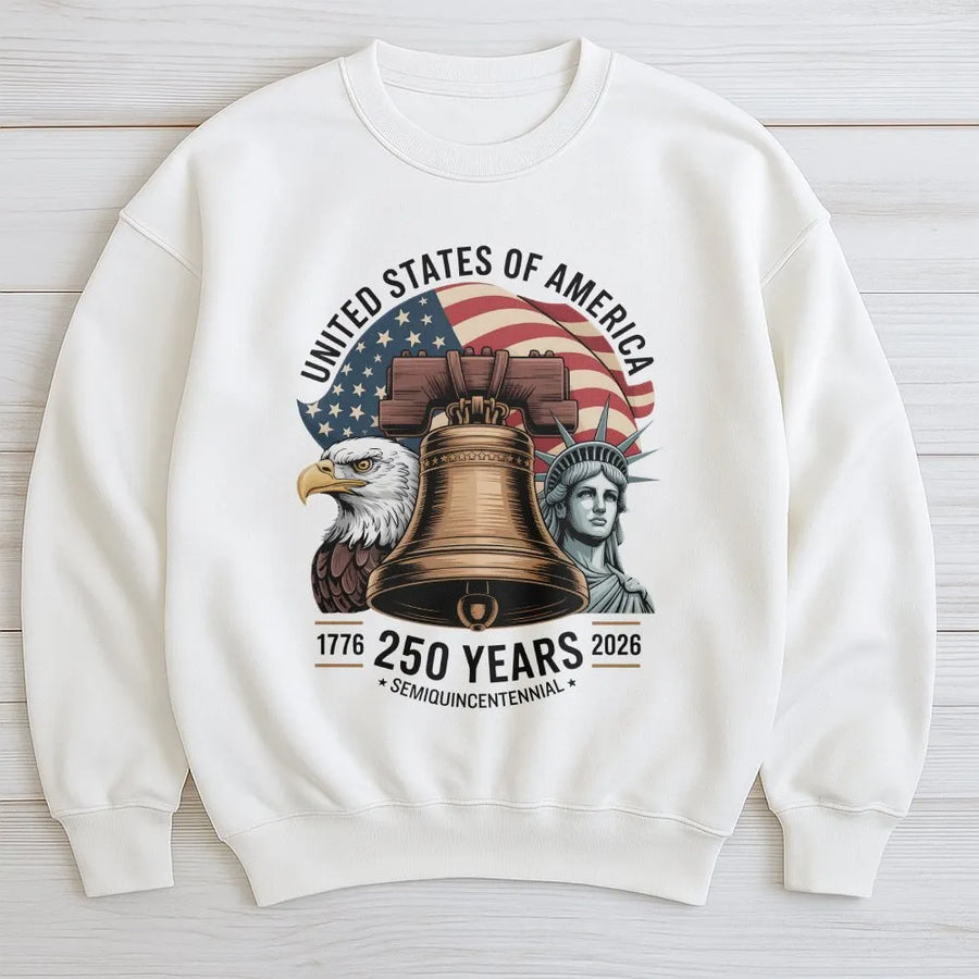 USA 250th Anniversary Sweatshirt | 1776-2026 Semiquincentennial Graphic | Soft Cotton Blend Crewneck | Patriotic Collector's Gift for History Buffs