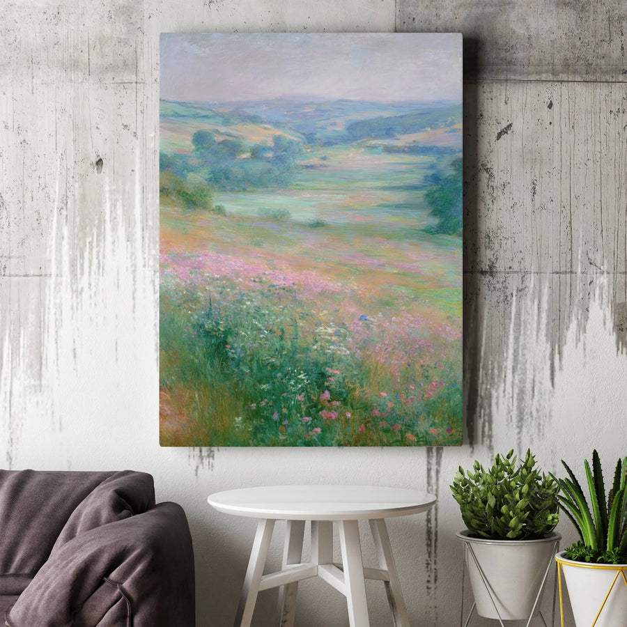 Impressionist Wildflower Meadow Canvas | Vintage French Countryside Painting | Premium Gallery Wrapped Wall Art | Living Room & Bedroom Home Decor Gift