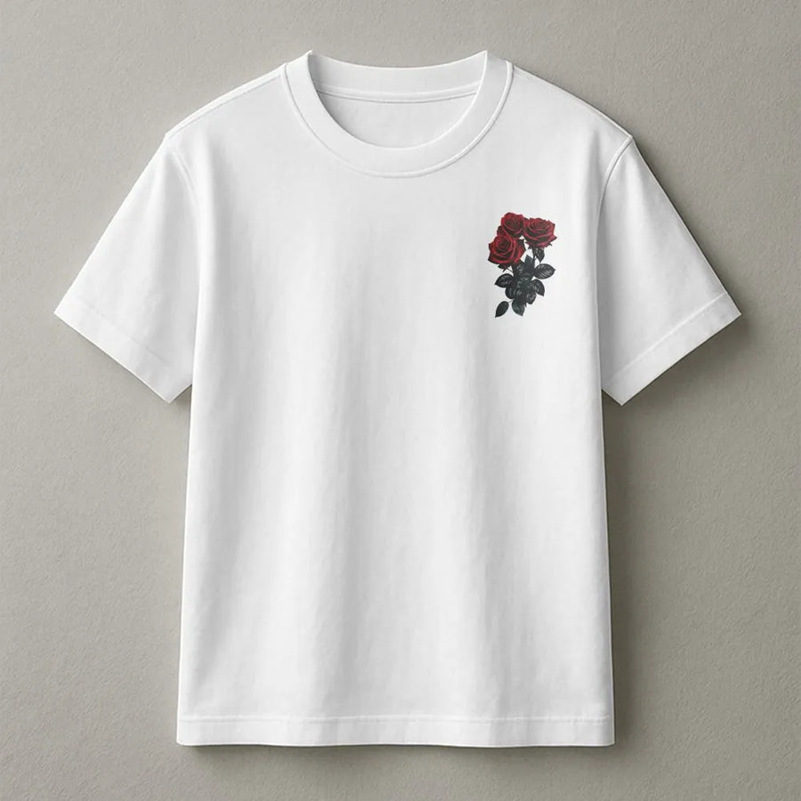 Red and Black Rose T-Shirt | Minimalist Gothic Botanical Art | Premium Cotton Blend | Unisex Goth Streetwear Gift