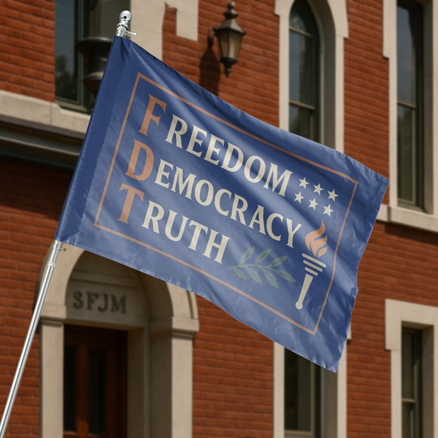 Freedom Democracy Truth House Flag | Patriotic Torch & Olive Branch Design | Premium Fade-Resistant Polyester | Outdoor Garden Decor Gift