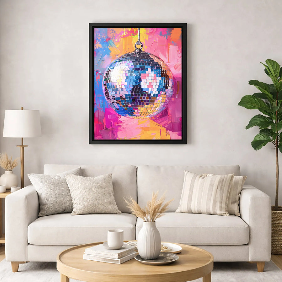 Disco Ball Canvas Wall Art | Colorful Abstract Disco Decor | Premium 1.25-inch Gallery Wrapped Print | Retro Aesthetic Gift for Music Lovers