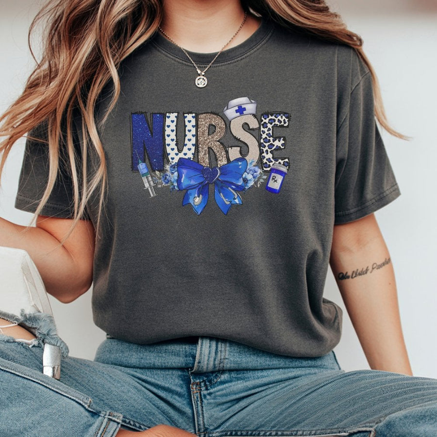 Nurse T-Shirt | Floral Coquette Aesthetic Graphic Print | 100% Soft Cotton Premium Tee | Gift for Nursing Student or RN Graduation