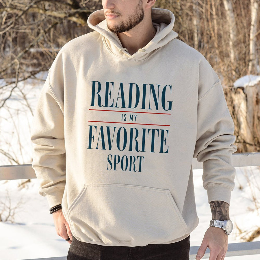 Reading Is My Favorite Sport Hoodie | Bookish Aesthetic Graphic Sweatshirt | Premium Cotton Blend | Gift For Librarian Book Lover Reader