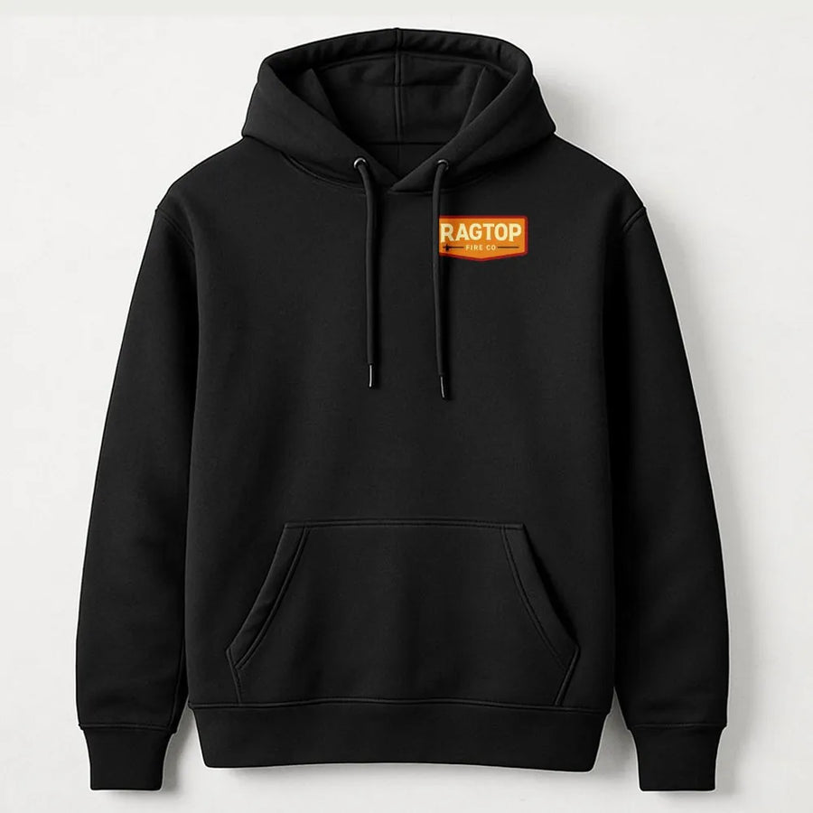 Ragtop Fire Co Hoodie | Minimalist Firefighter Chest Logo | Soft Cotton Blend Pullover | Gift for First Responder