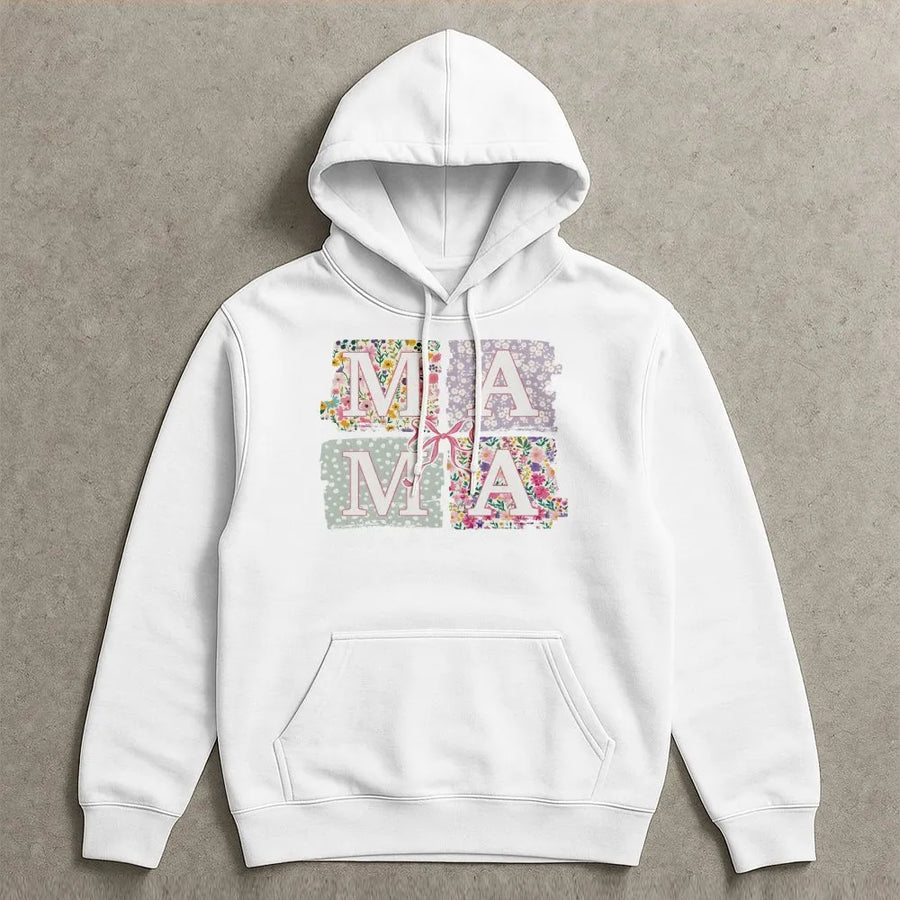Mama Hoodie with Coquette Bow | Floral Graphic Mom Sweatshirt | Soft Cotton-Poly Blend | Mother's Day Gift for New Moms