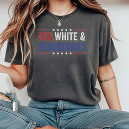Red White And Blueberries T-Shirt | Patriotic USA Flag Graphic Tee | Premium 100% Cotton | Fourth of July Independence Day Gift For Adults