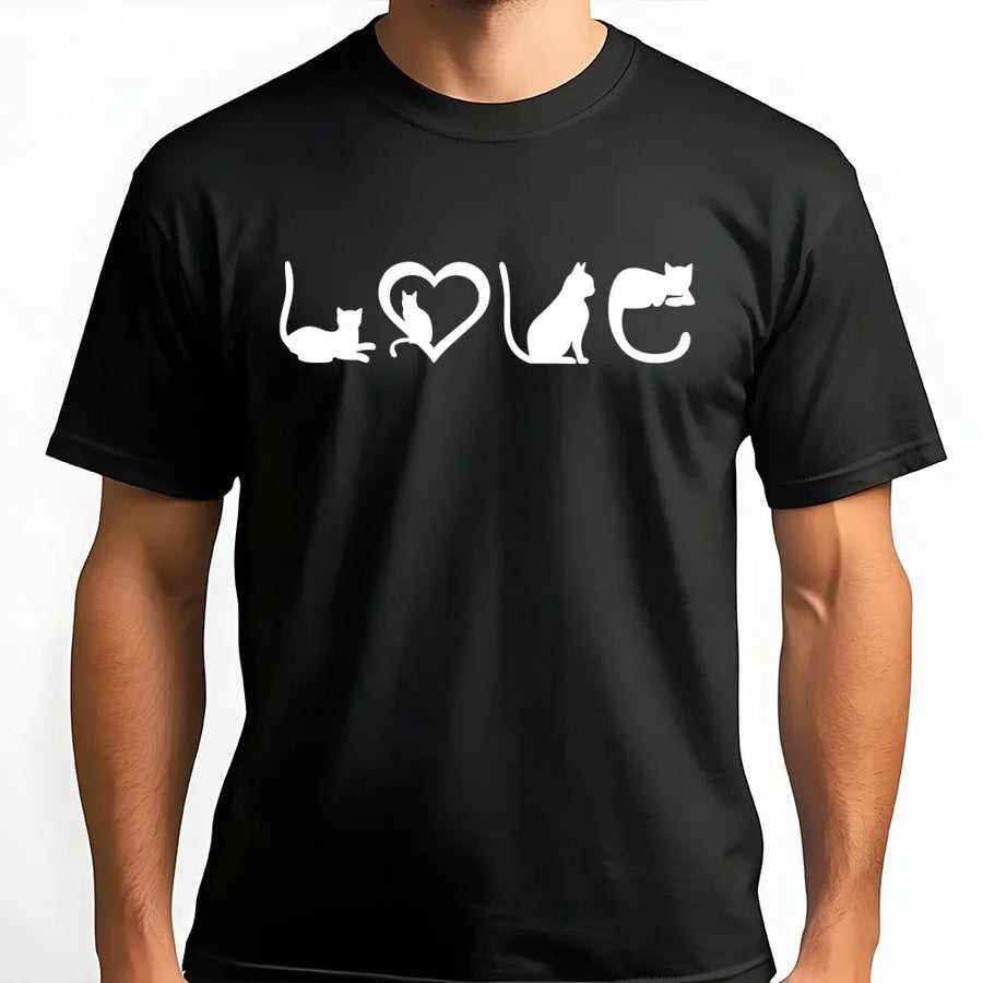 Cat Love T-Shirt | Minimalist Silhouette Graphic | Premium Cotton Unisex Tee | Gift for Cat Mom, Pet Lover, Kitten Enthusiast
