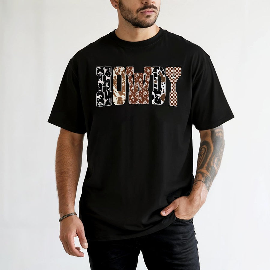 Howdy Western T-Shirt | Cowgirl Aesthetic Letter Graphic Print | 100% Premium Cotton Tee | Cute Trendy Fall Gift for Her