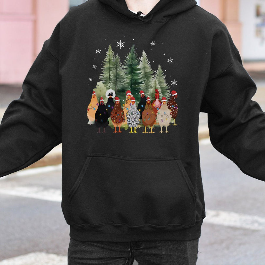 Christmas Chicken Hoodie | Cute Holiday Farm Animal Graphic Sweatshirt | Premium Cotton Blend | Gift for Chicken Mom or Farmer