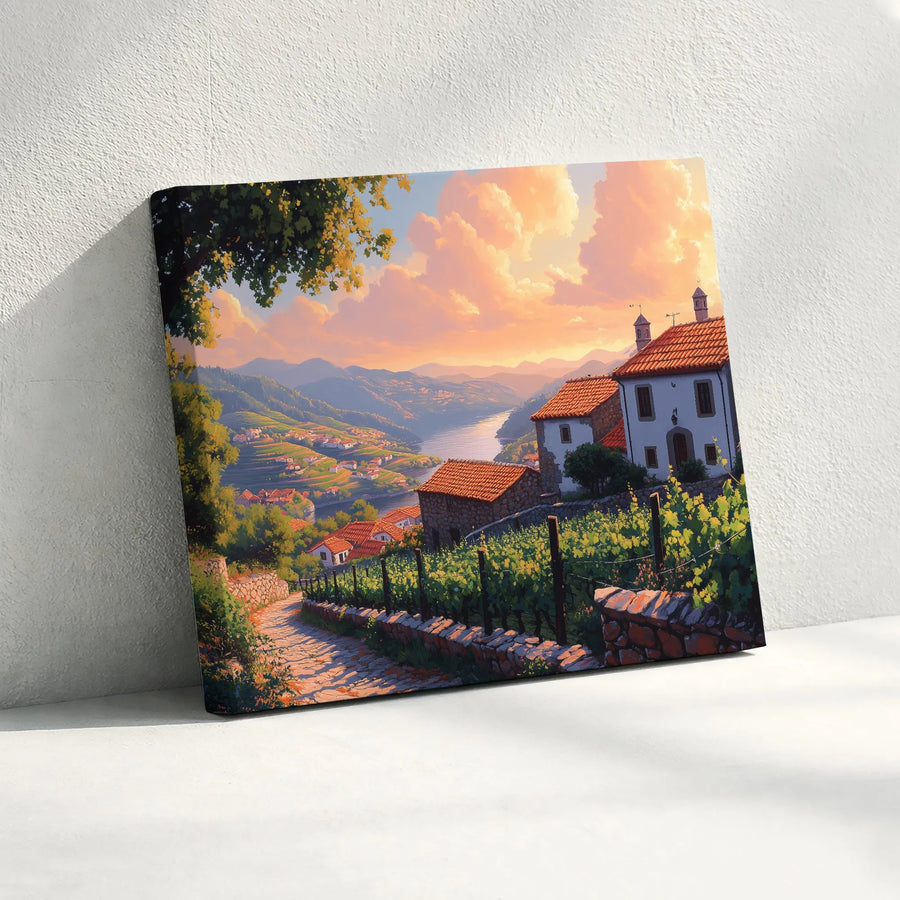 Tuscan Vineyard Canvas Wall Art | Scenic Italian Countryside Painting | Premium Gallery Wrapped Canvas | Living Room Decor & Housewarming Gift