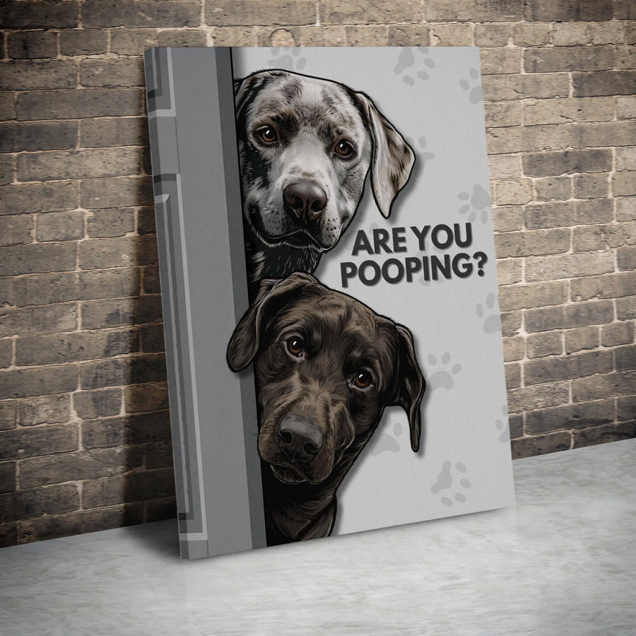 Are You Pooping? Bathroom Wall Art | Funny Labrador Peeking Dog Canvas | Premium Fade-Resistant Print | Humorous Home Decor Gift for Dog Lovers