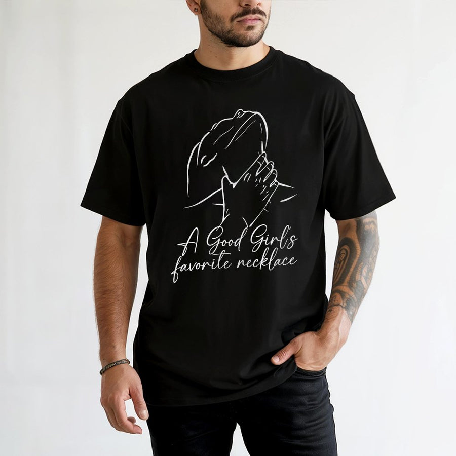 A Good Girl's Favorite Necklace T-Shirt | Minimalist Line Art Aesthetic Graphic | 100% Soft Cotton Premium Tee | Sassy Trendy Gift For Her