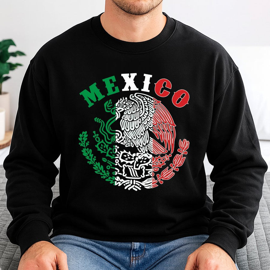 Mexico Sweatshirt | Mexican Coat Of Arms Graphic Print | Premium Cotton Blend Crewneck | Gift For Mexican Independence Day Pride