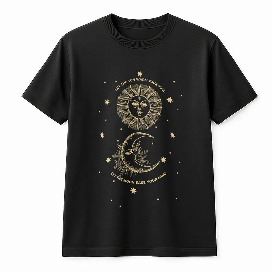 Celestial Sun and Moon T-Shirt | Spiritual Quote Graphic Pullover | Cozy Cotton Blend | Boho Witchy Astrology Gift for Women