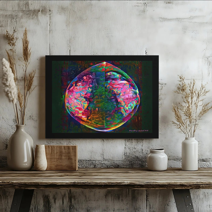Psychedelic Globe Canvas Wall Art | Colorful Abstract Planet Print | Premium Gallery-Wrapped Decor | Modern Home Office Gift