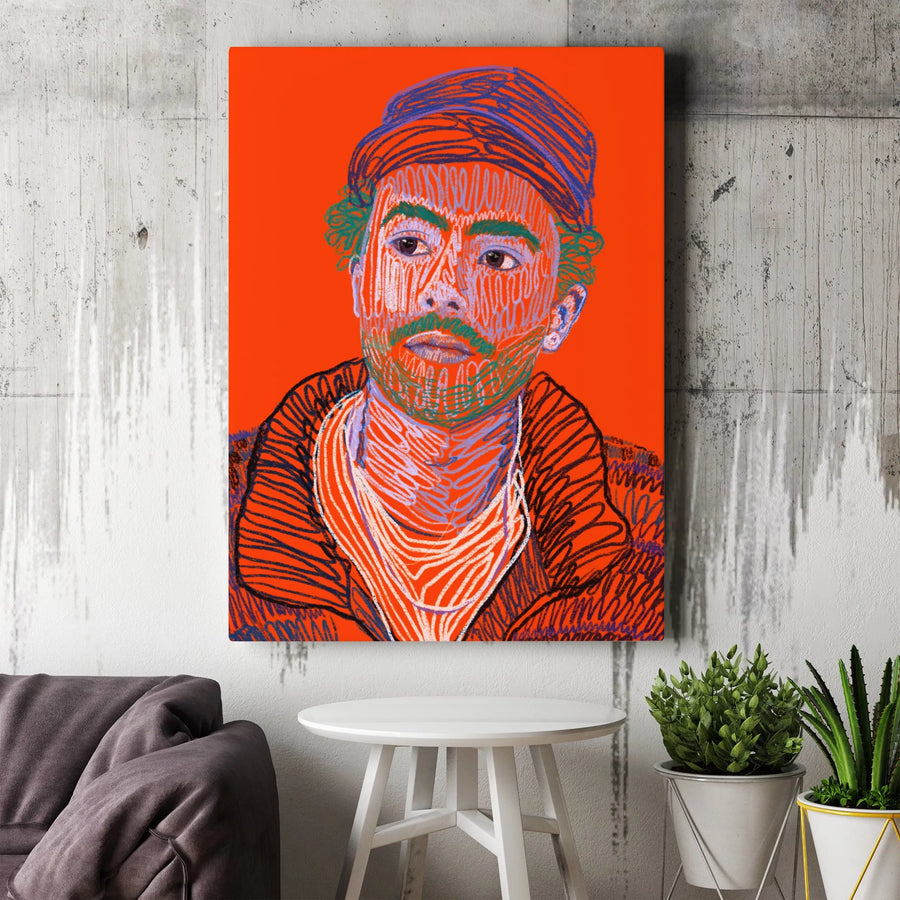 Abstract Portrait Canvas Print | Vibrant Scribble Line Art | Premium Gallery Wrapped 1.25" Profile | Modern Home & Office Wall Decor