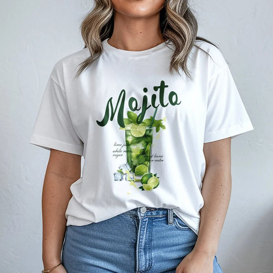 Mojito Cocktail T-Shirt | Summer Drink Graphic Tee with Recipe Print | Premium Soft Cotton | Unique Gift for Bartender or Mixologist