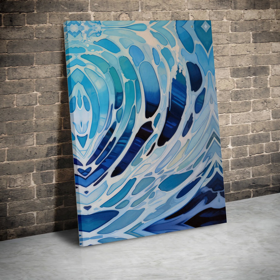 Abstract Water Canvas Wall Art | Blue Fluid Ripple Painting Print | Premium Gallery Wrap Decor | Modern Living Room & Office Statement Artwork
