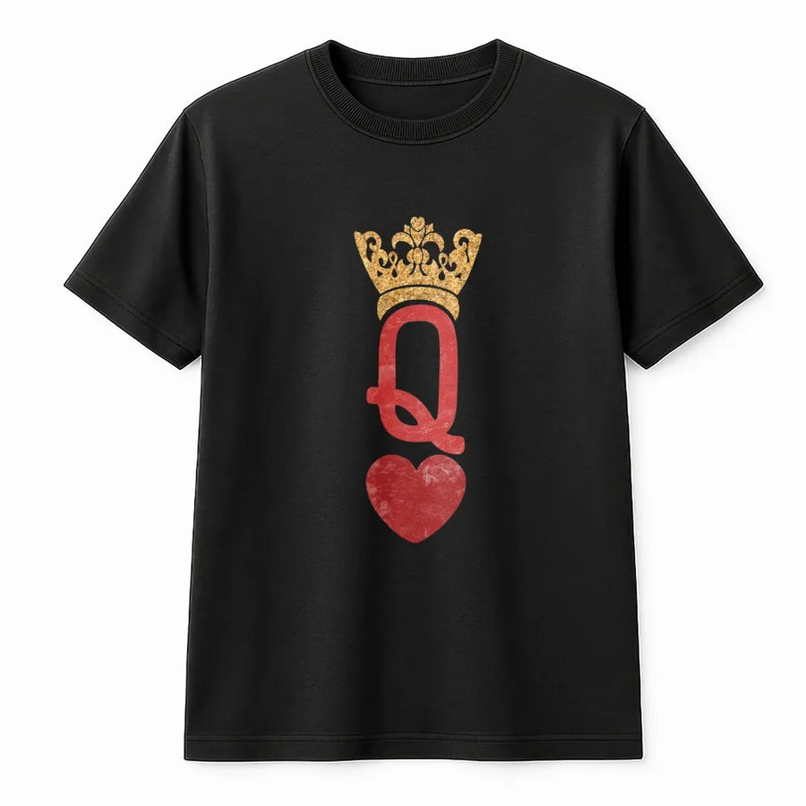 Queen of Hearts T-Shirt | Playing Card Symbol Graphic Tee | Premium Cotton Soft Crew Neck | Valentine's Day Gift for Her Birthday Outfit