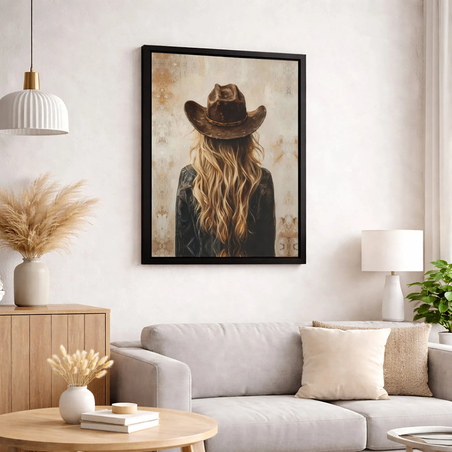 Cowgirl Canvas Wall Art | Rustic Blonde Western Portrait | Premium Gallery-Wrapped Print | Country Home Decor Gift