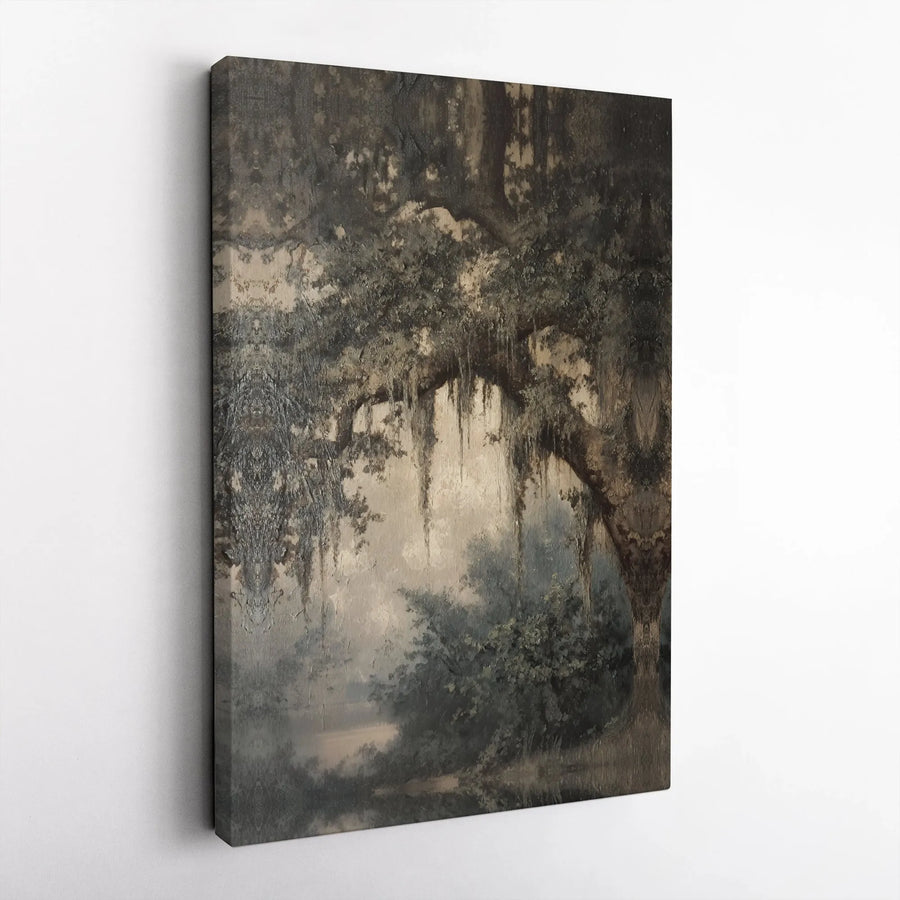 Southern Live Oak Canvas Print | Moody Spanish Moss Swamp Wall Art | Gallery-Quality 1.25" Profile | Rustic Home Decor & Nature Lover Gift