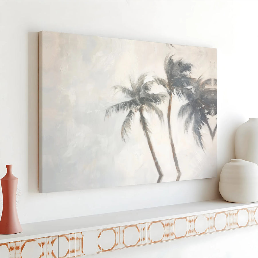 Palm Tree Canvas Wall Art | Serene Coastal Painting Print | Premium Gallery Wrap Canvas | Modern Beach House Decor Gift