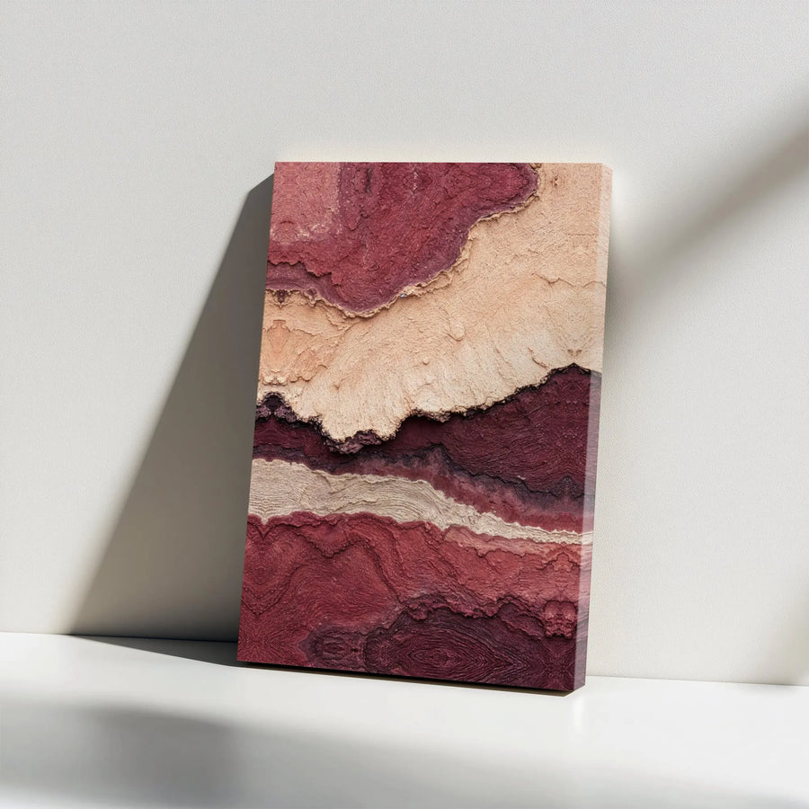 Abstract Canvas Wall Art | Textured Earth Tone Layers Print | Premium Gallery Wrapped Canvas | Modern Living Room & Office Decor