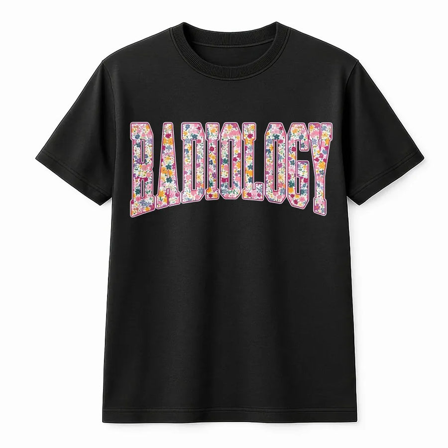 Radiology Technologist T-Shirt | Floral Varsity Lettering Design | Premium 100% Cotton | Gift for Rad Tech Students and Medical Professionals