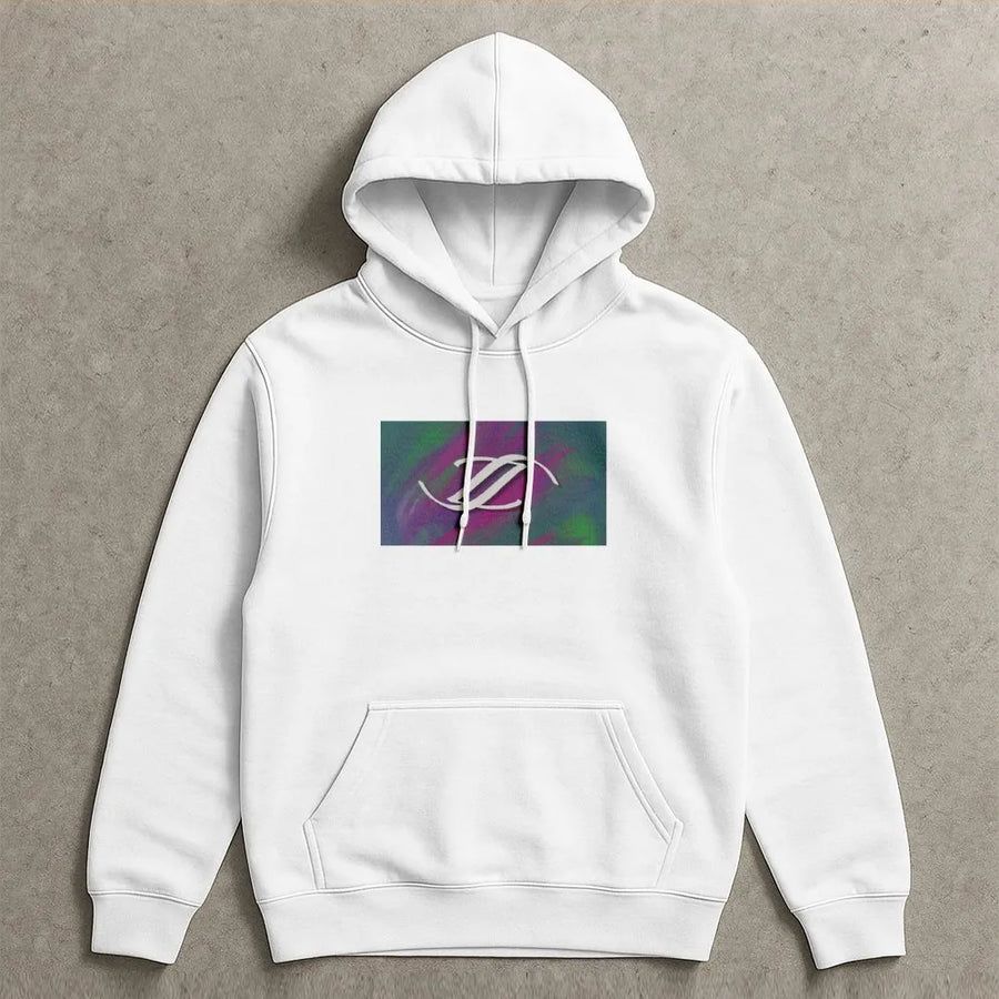 Abstract Z Logo Hoodie | Colorful Watercolor Graphic Art | Soft Cotton-Polyester Blend | Trendy Unisex Streetwear Gift