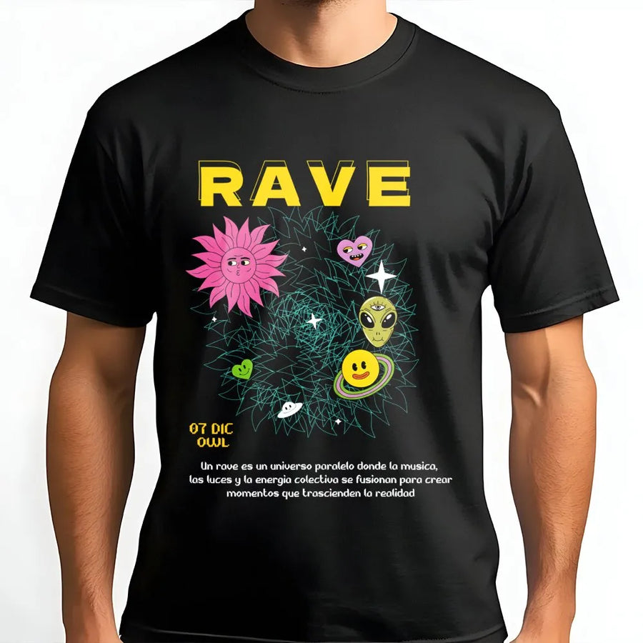 Rave Graphic T-Shirt | Alien Smiley EDM Festival Print | 100% Cotton Premium Streetwear | Unisex Aesthetic Gift For Music Lovers